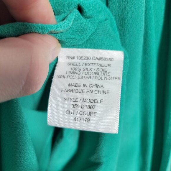 JOIE Women's 100% Silk Crepe Green Pleated Skirt Dress Size Small - Picture 8 of 12